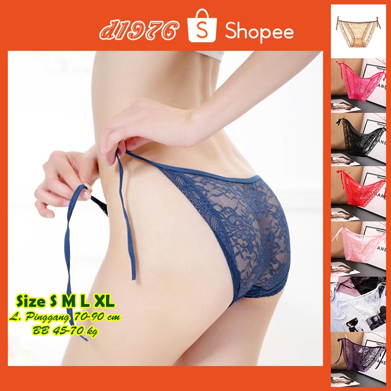 d1976 Celana Dalam CD Wanita Seksi G String Sexy Model Tali Samping Motif Bunga Kecil All Size S M L
