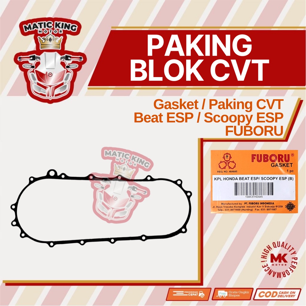 Paking Gasket blok CVT Beat ESP Pop street  K44 Fuboru