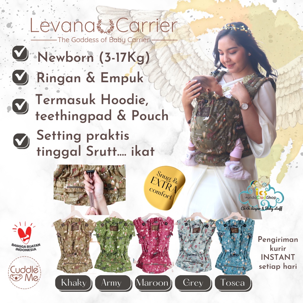 Cuddle Me Levana carrier Gendongan bayi SSC mehtai Newborn adjustable bisa setting anti pegal M shape