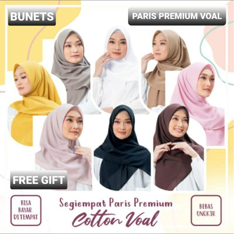 HIJAB PARIS VOAL PREMIUM ANTI LETOY JAHIT TEPI ORIGINAL