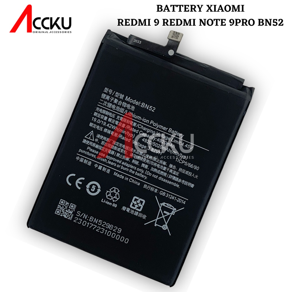 BATERAI XIAOMI REDMI NOTE 10 PRO BATERAI XIAOMI BN52 BATTERY XIAOMI REDMI NOTE 9 PRO BN54 ORIGINAL