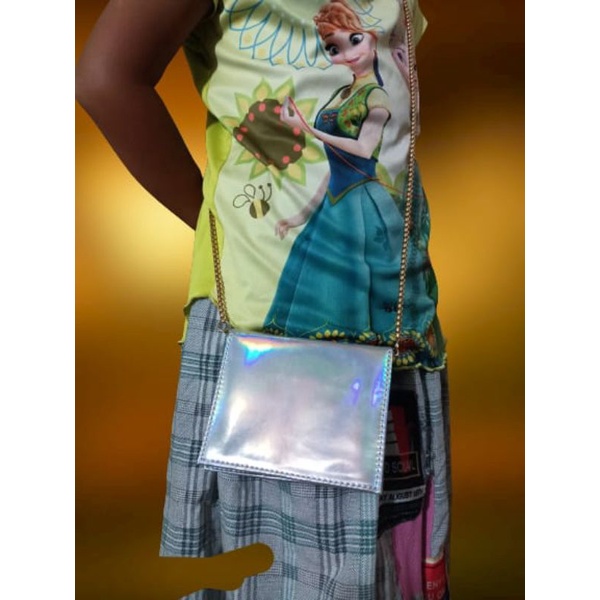Tas Selempang Mini Wanita Dompet Ayla Hologram dan Silver Free Dusbox