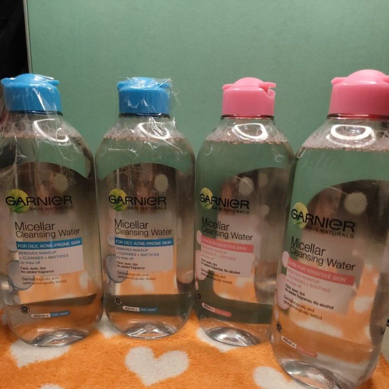 Garnier Micellar Water Pink Biru Clean &amp; Glow Skin Care - 400 ml (Pembersih Wajah Untuk Kulit Glowing) micellar Garnier 400ml micellar Garnier pink micellar Garnier biru micellar water cleansing oil garnier micellar water rose Garnier salicylic BHA*UOI