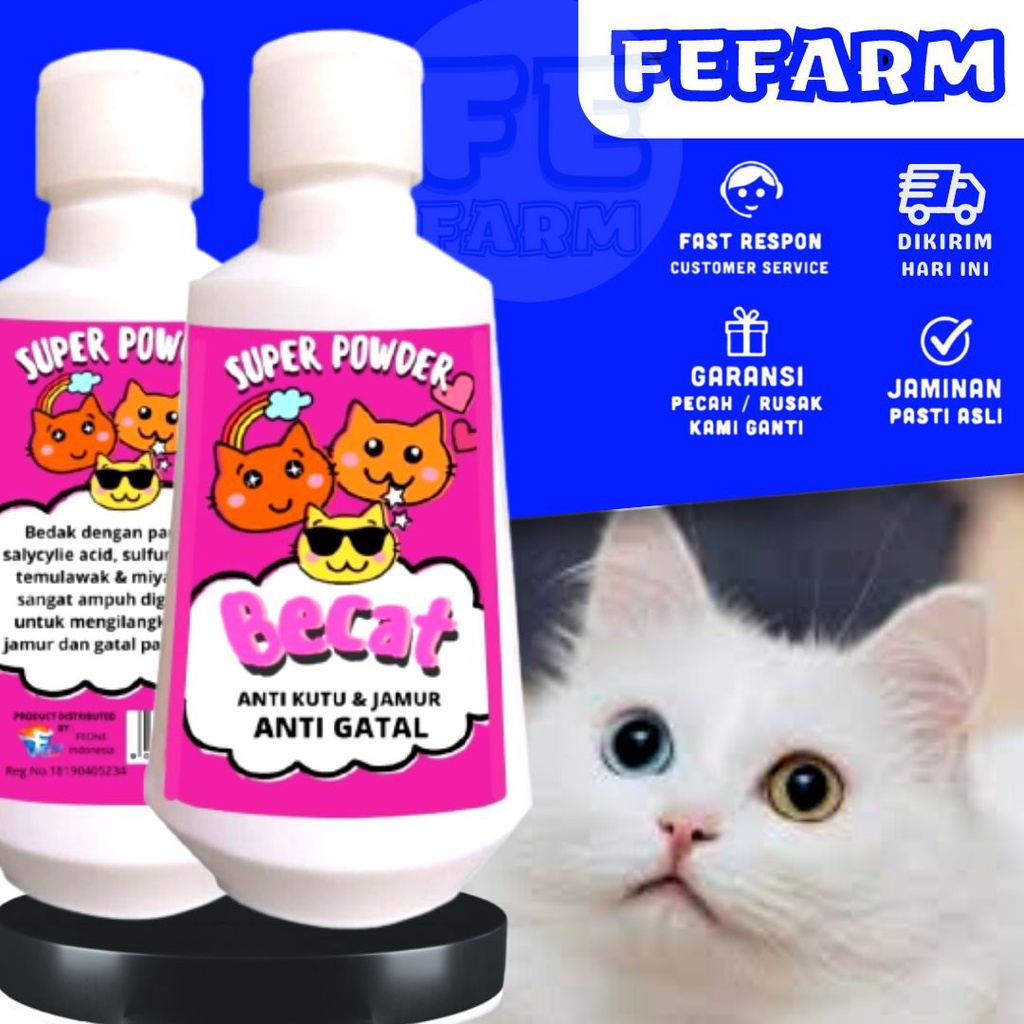 BECAT Powder Bedak Kucing Anti Kutu Jamur Dan Gatal FEFARM