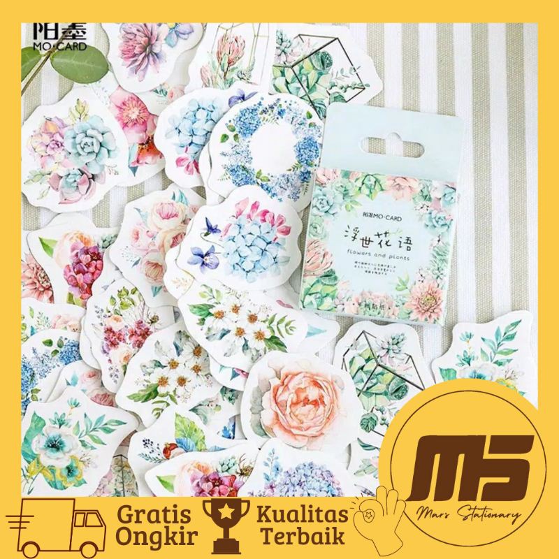 

[ 45 PCS ] Sticker Flower | Stiker Bunga Kembang untuk Scrapbook Jurnal Diary DIY | Mars Stationary