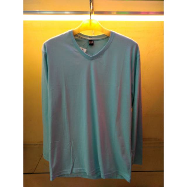Kaos polos panjang hijau tosca misty