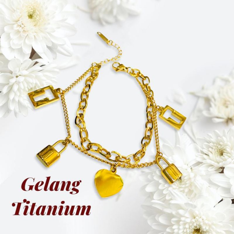 Gelang titanium / titanium/ gelang cowok / gelang kulit /gelang pria