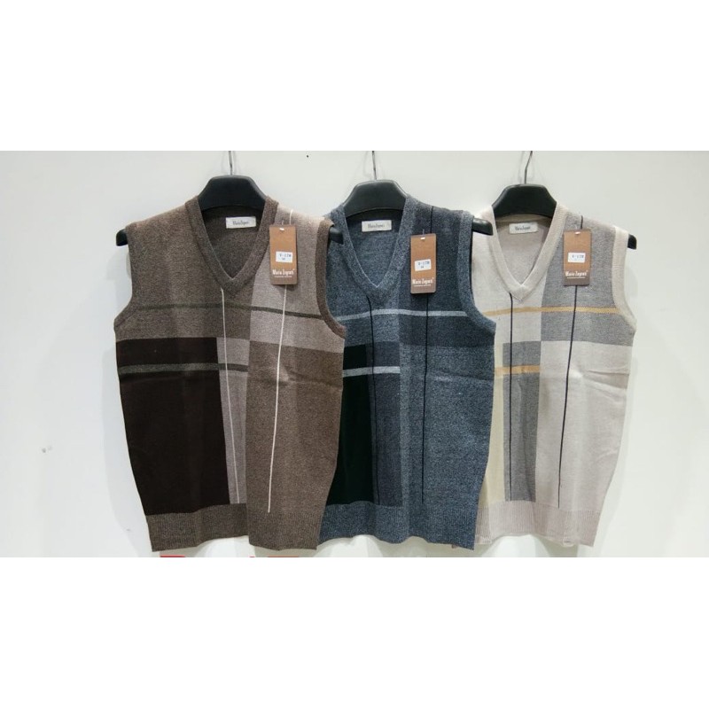 Mario Zegnoti - Sweater Rompi Rajut Bapak Krah V Pria Import (#V7)