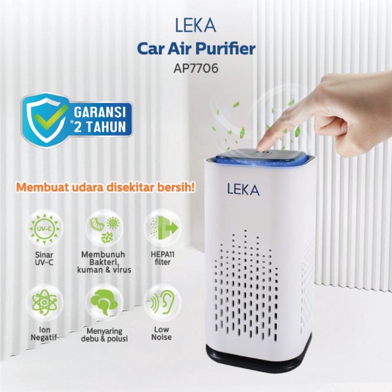 LEKA AP7706 CAR AIR PURIFIER - MINI PORTABLE HEPA FILTER UV-C ION UV