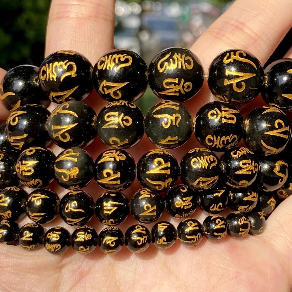 50 / 100 Pcs Manik-Manik Buddha Charms Ukiran Naga Emas Ukuran 8mm - 14mm Untuk Membuat Perhiasan Gelang