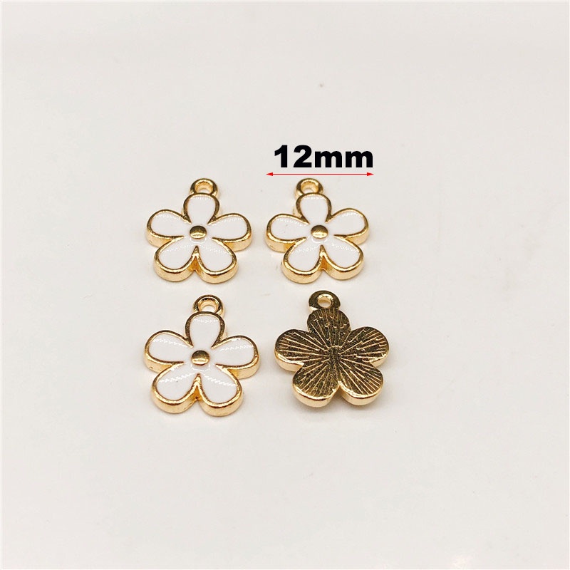 4pcs Manik-Manik Enamel Bentuk Bunga Bahan Alloy Metal Untuk Membuat Perhiasan Gelang Handmade DIY