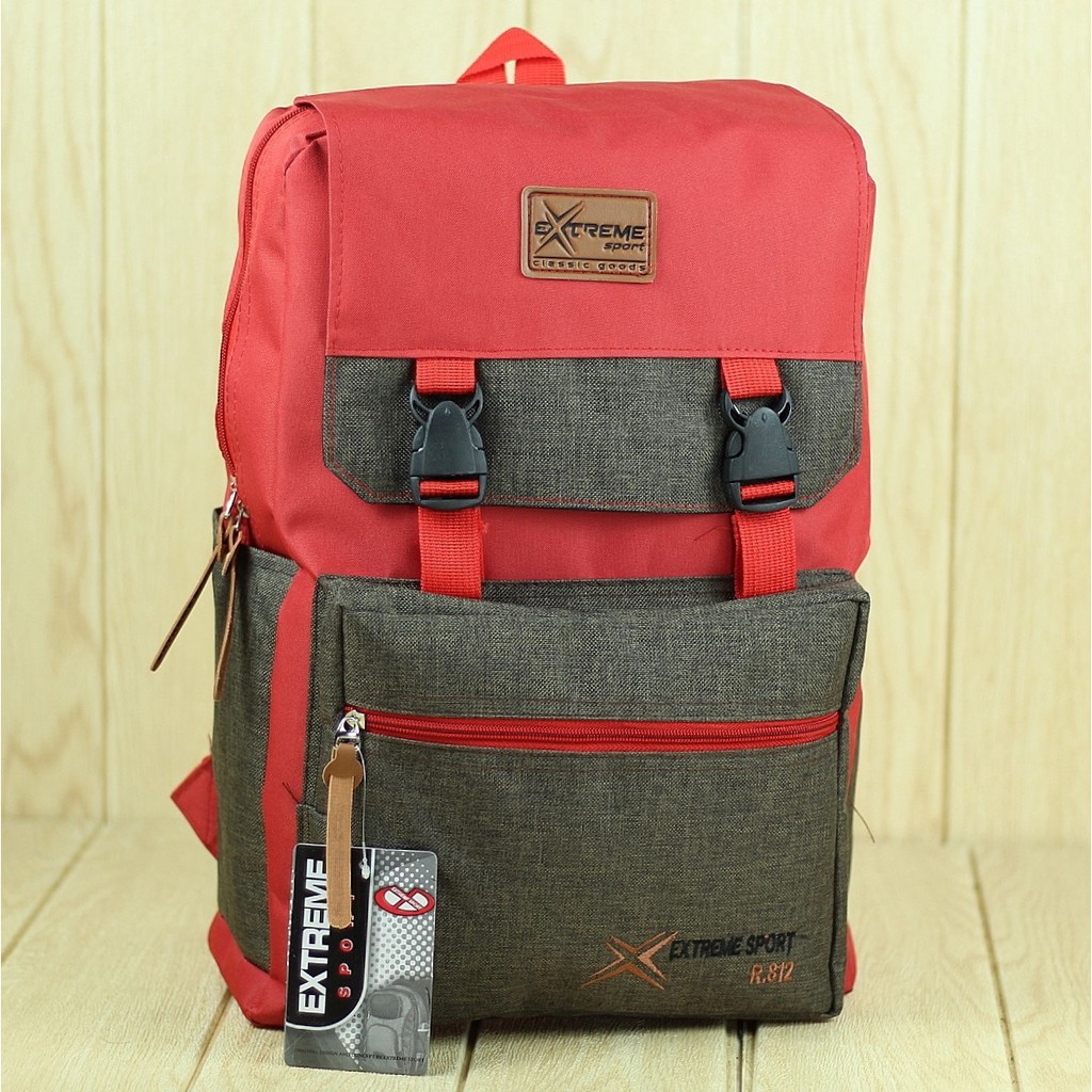 BEST SELLER Backpack Pria Wanita Distro Extreme Merah Tas Ransel Kuliah Sekolah SMP SMA Cowok Cewek