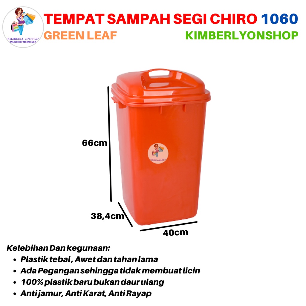 Tempat Sampah Segi Chiro 61,5 Liter 1060 Green Leaf