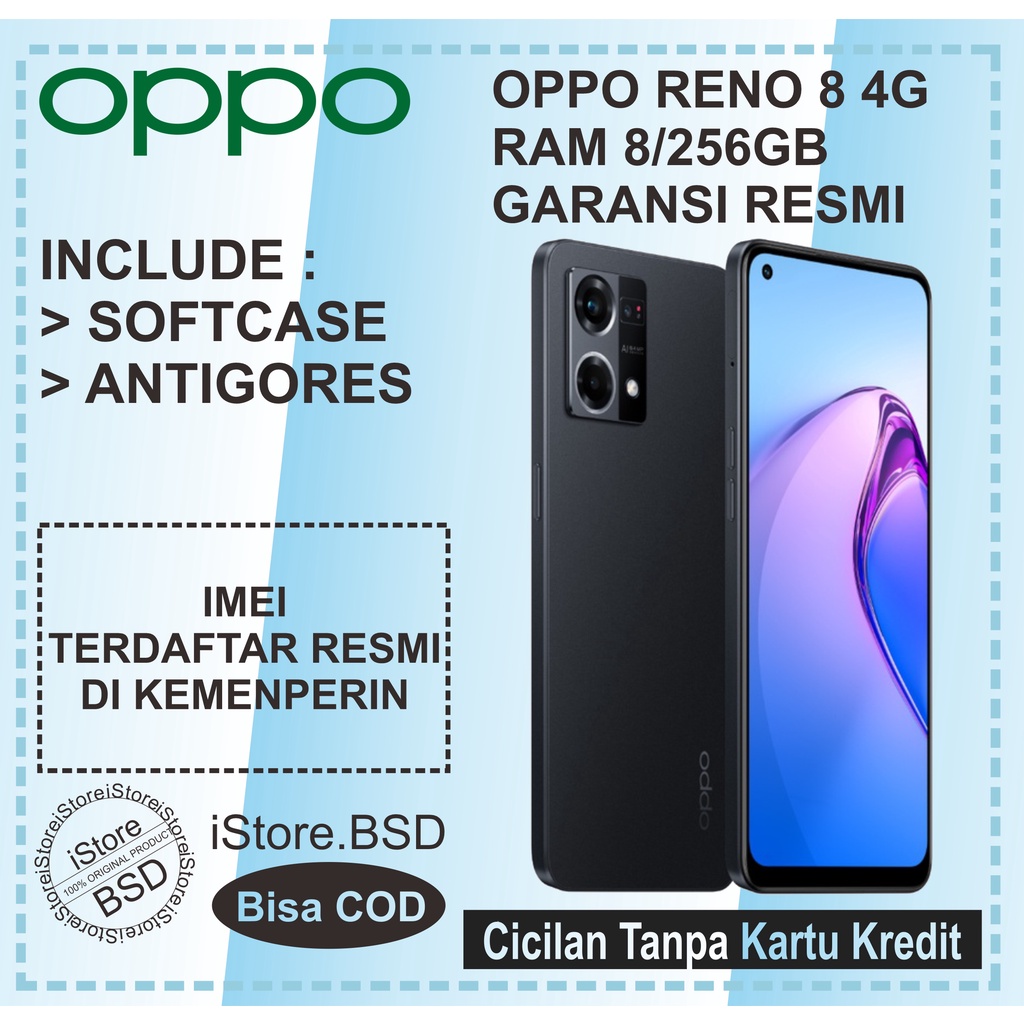 OPPO Reno8 4G 8GB/256GB [Ultra Sensing Selfie with Sony IMX709, 33W SUPERVOOC Charging, Ultra-slim OPPO Glow Design