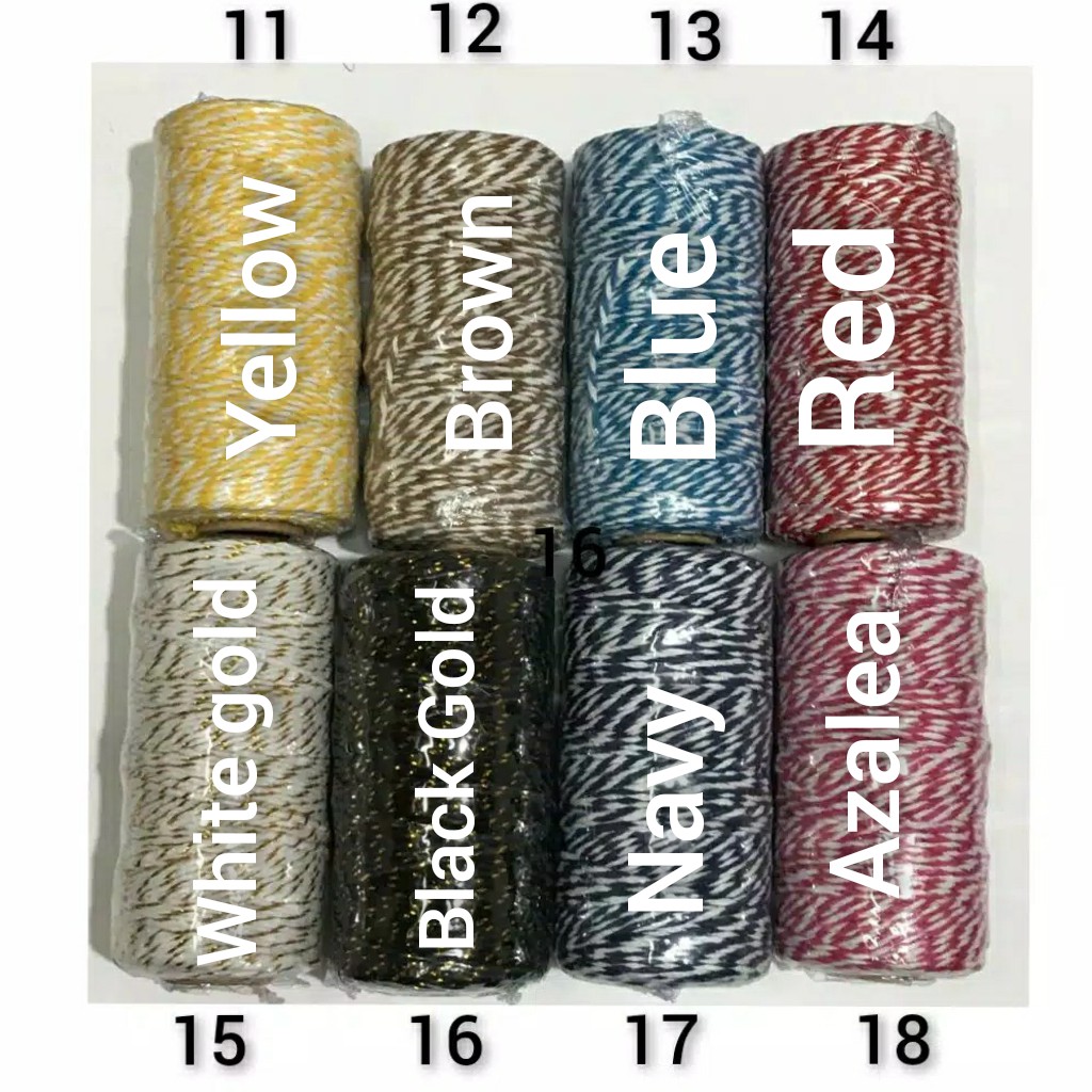 100 METER - BAKERS TWINE  2 MM | BENANG IKAT KATUN | BENANG HIAS | TALI WARNA | COTTON