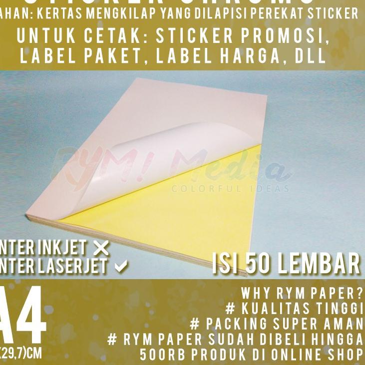 

[KODE GV8] Sticker Chromo A4 isi 50 lembar / Kertas Stiker Glossy Mengkilap A4