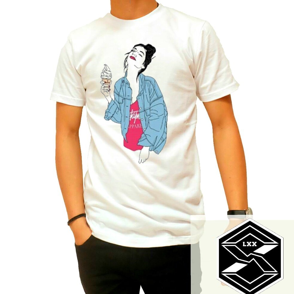 [BAYAR DI TEMPAT COD] KAOS SKYMO PUTIH ICE CREAM PRIA WANITA