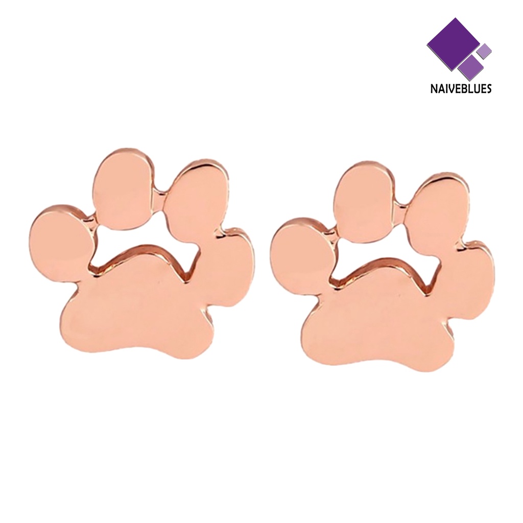 1 Pasang Anting Stud Desain Jejak Kaki Hewan Bahan Alloy Untuk Wanita