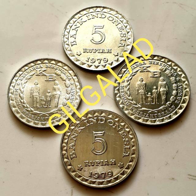 PAKET KOIN MAHAR UANG KUNO 20 RUPIAH (4 keping 5 rupiah)