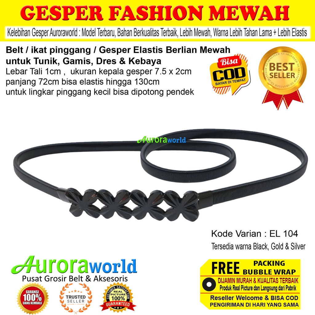 Auroraworld belt cewek elastis gesper fashion wanita terbaru elastis ikat pinggang wanita