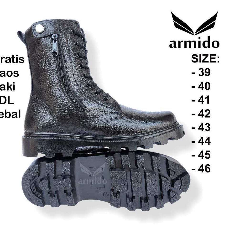 WZT SEPATU PDL KULIT ASLI MOTIF KULIT JERUK RESLETING / SEPATU PDL TNI POLRI SECURITY LINMAS KULIT J