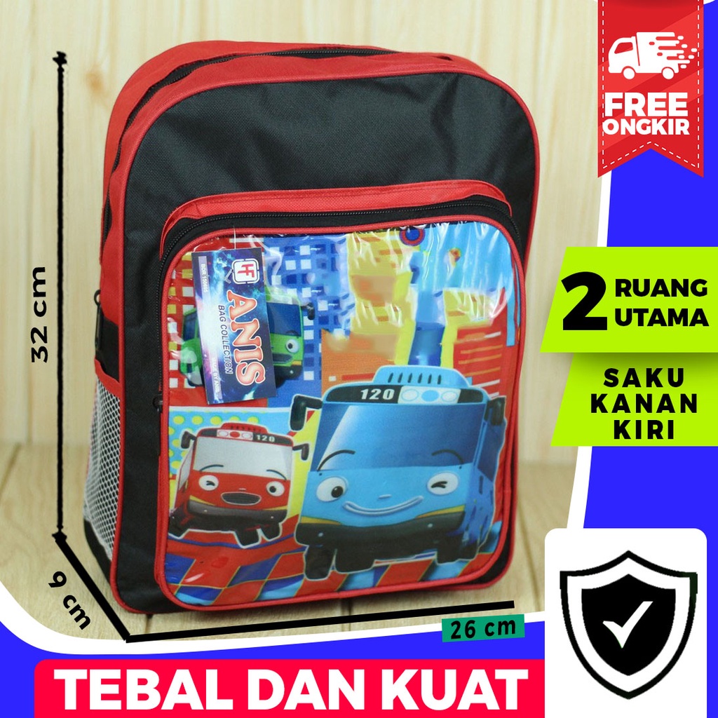 Tas Gendong Anak Laki Laki Gambar Little Bus Ukuran Kecil Tas Ransel Sekolah TK SD PAUD Berkualitas