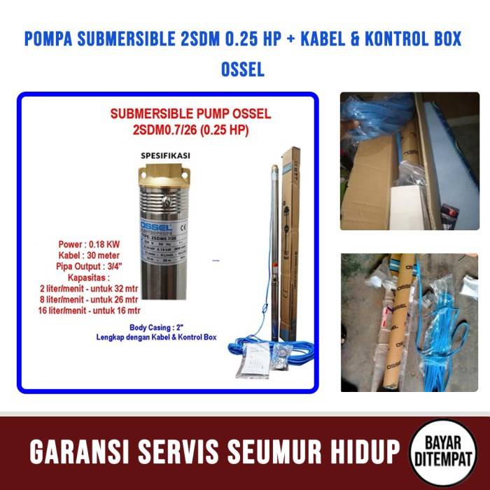 Pompa Sibel/Satelit/Submersible 2 Inch 1/4 PK Pompa Celup 2" 0,25 HP