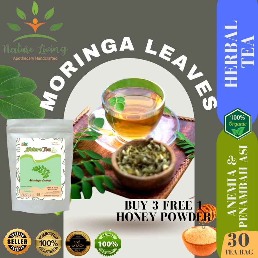 

Premium Teh Celup Daun Kelor (Moringa Herbal Tea) isi 30 tea bag (kantong teh) - Nature Tea by Nature Living - Teh meningkatkan produksi ASI, sistem kekebalan / imun tubuh, kaya mineral dan antioksidan