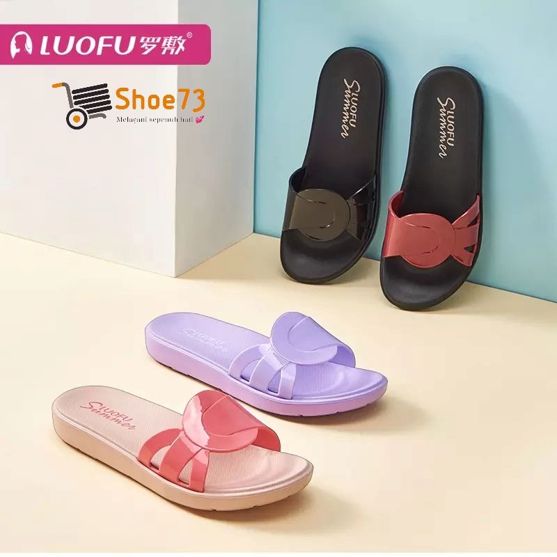 LUOFU E 7172 -E01DW SIZE 36-40 ORIGINAL l Sandal Selop jelly wanita l Sendal kokop cewek impor