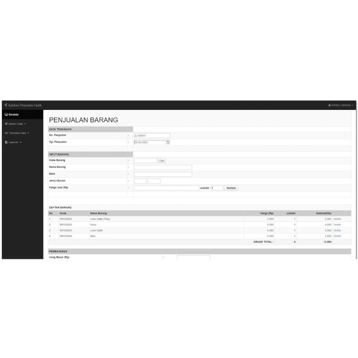 Aplikasi Penjualan Optik Berbasis Web PHP