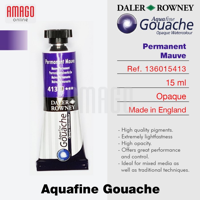 Aquafine Gouache Opaque Watercolour 15 ml - PERMANENT MAUVE - 413