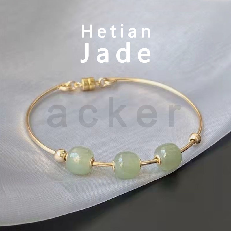 Gelang Tangan Manik-Manik Batu Jade Hetian Natural Untuk Wanita ACKER