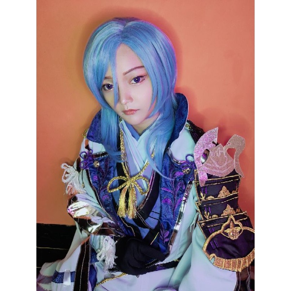 [ RENTAL ] Ayato Kamisato Genshin Impact Cosplay Sewa Kostum Fullset Lokal Bordir HQ Wig Manmei