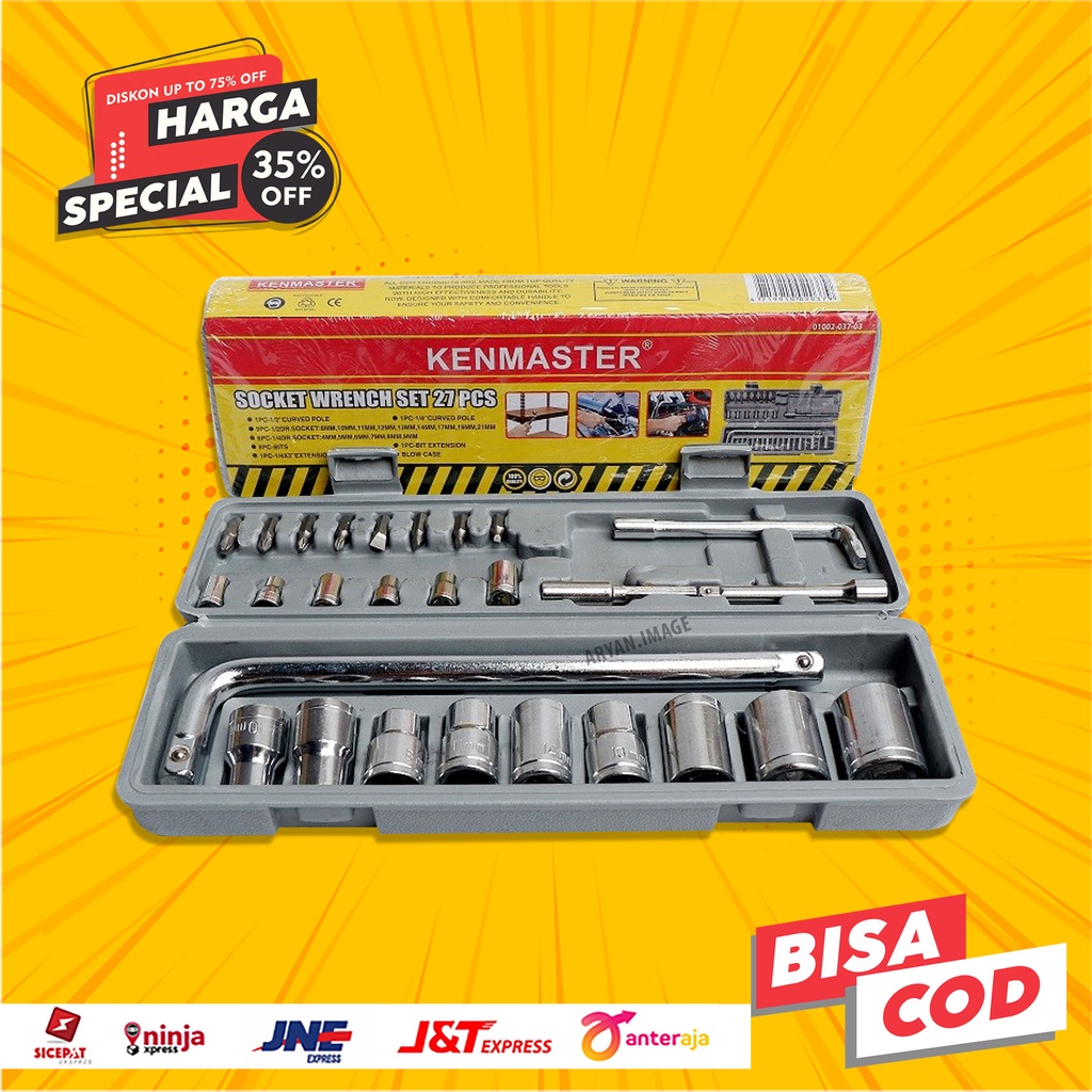 Paket Kunci Bengkel Murah KUNCI SHOCK 27 KENMASTER + KUNCI RING DIAMOND + OBENG T PALU  BISA COD kunci bengkel lengkap kunci set konci 1 set Tool Kit Pas Ring L Full Set Peralatan Bengkel Original Kunci Socket Wrench Peralatan Multifungsi Mobil Dan Motor-1