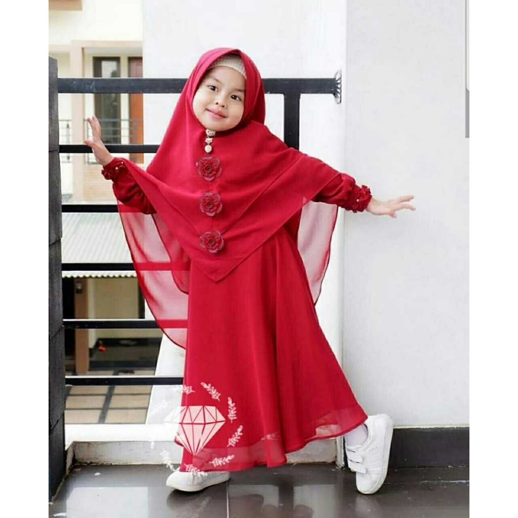 HCL Dress Muslim Anak Emala &amp; Bergo - Gamis Muslim Anak Perempuan