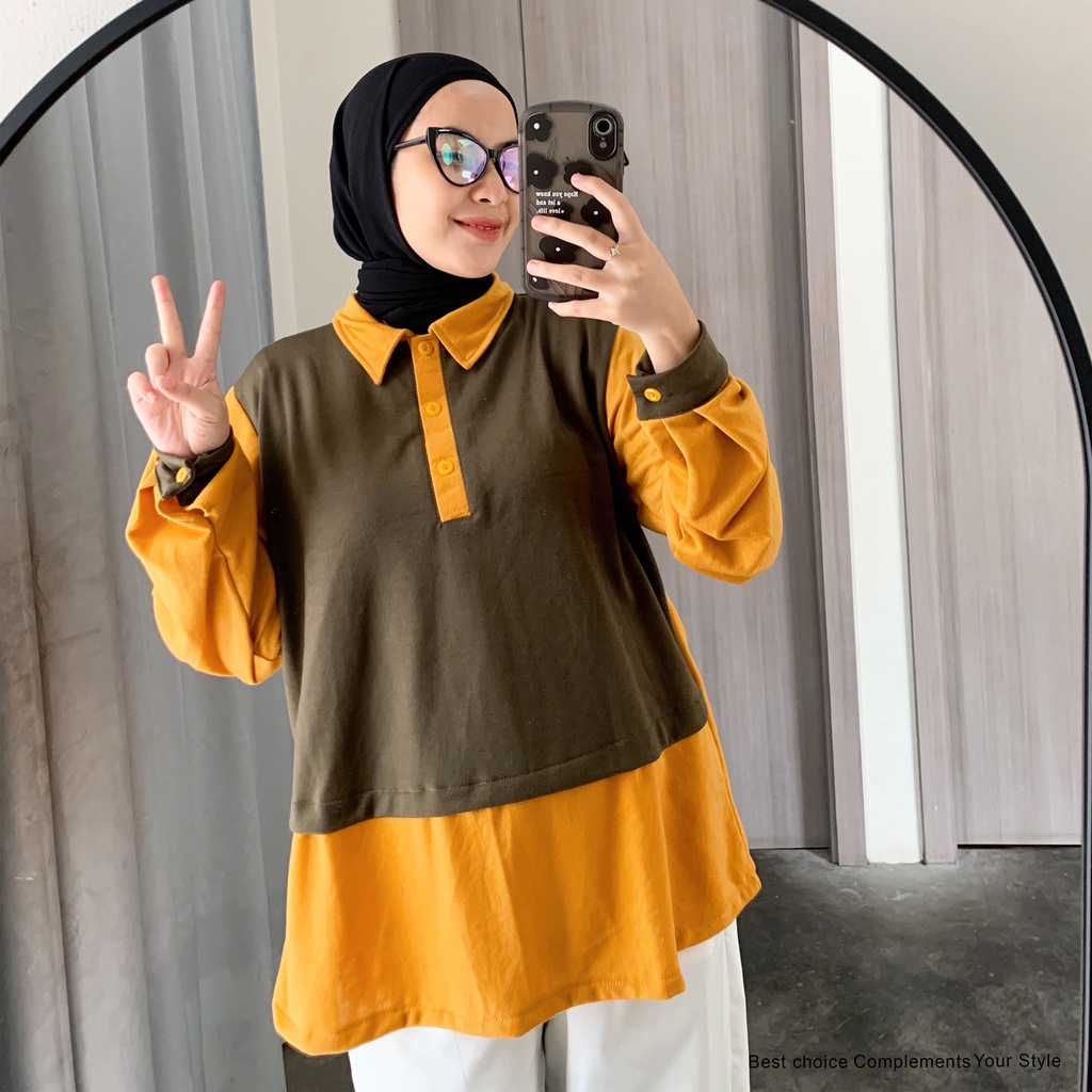 Sindy Blouse Basic Wanita Motif Polos by Mahyra