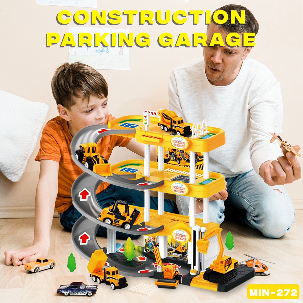 CONSTRUCTION PARKING GARAGE mobil konstrusksi puzze set miniatur Baru