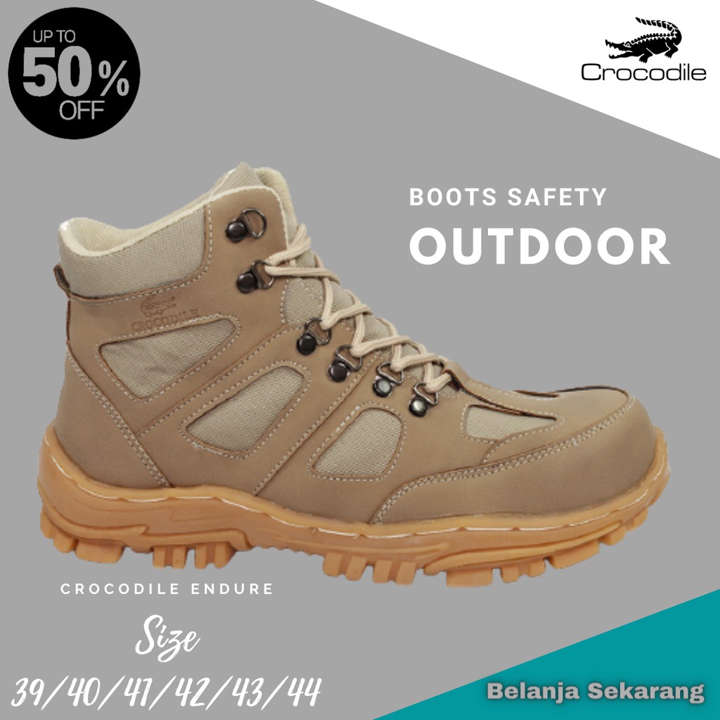 Sepatu Hiking Boots Ujung Besi Crocodile Endure Cream Gunung Tactical Gurun Tracking Outdoor Pria