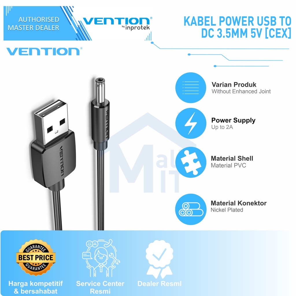 ( Bisa Cod ) Vention Kabel Power USB to DC 3.5mm 5V 2A speaker lampu telepon CEX