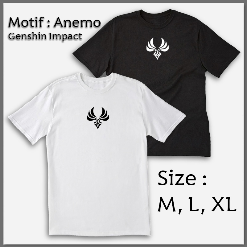 Tshirt Distro Gaming Genshin Impact Anemo Baju Gaming Lengan Pendek / Kaos Atasan Gaming Elemental A