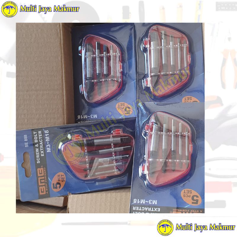 Alat Pembuka Baut Rusak Screw Extractor/ Hand Tap Balik 5pcs