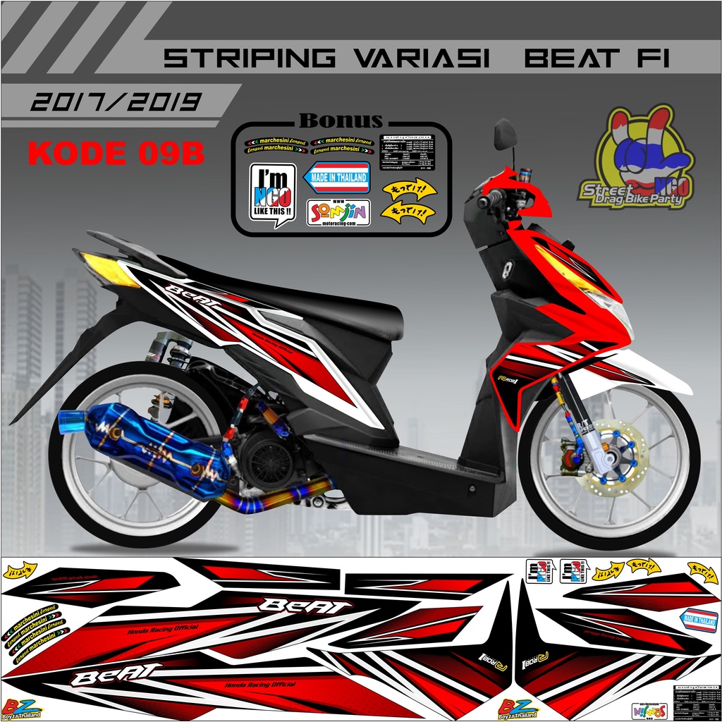 Striping Beat motif variasi stiker lis variasi motor beat 9