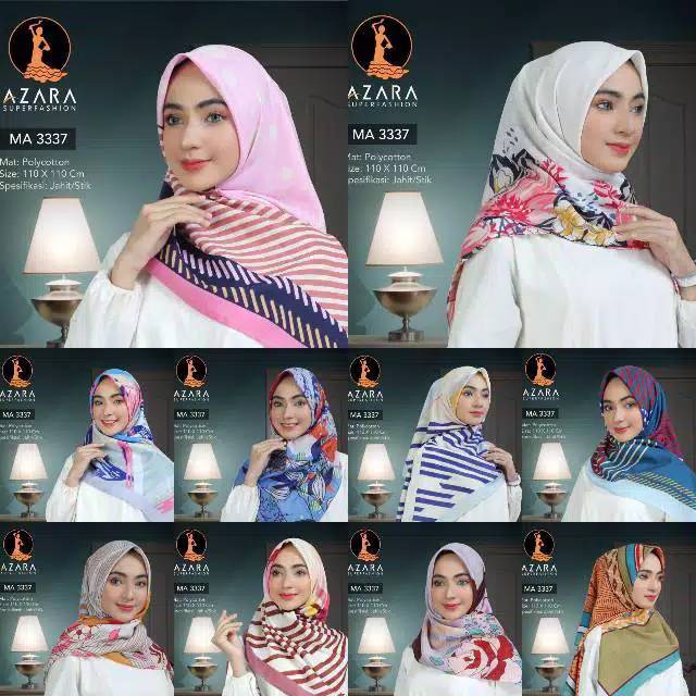 Jilbab segiempat motif / segi empat motif katun azara motif-8