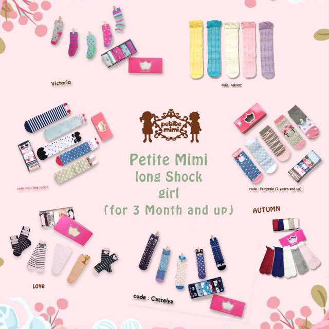 Petite Mimi Long Socks Girl Kaos Kaki Panjang Anak Perempuan 5 Pasang