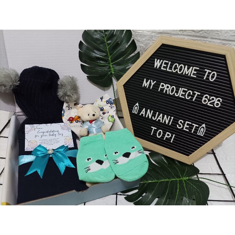 ANJANI SET | BABY HAMPERS BAYI GIFT KADO SET | PAKET LAHIRAN BAYI LAKI - LAKI PEREMPUAN UNISEX-Kupluk Navy
