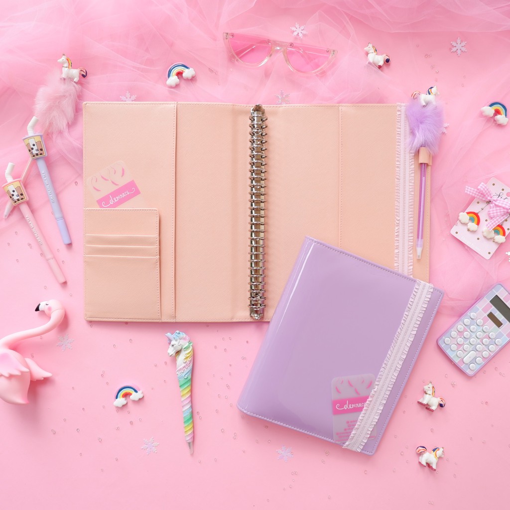 

Binder A5 B5 20ring 26ring. GRATIS Kertas Pulpen. Kyandee warna pastel pink ungu muda | demnacs
