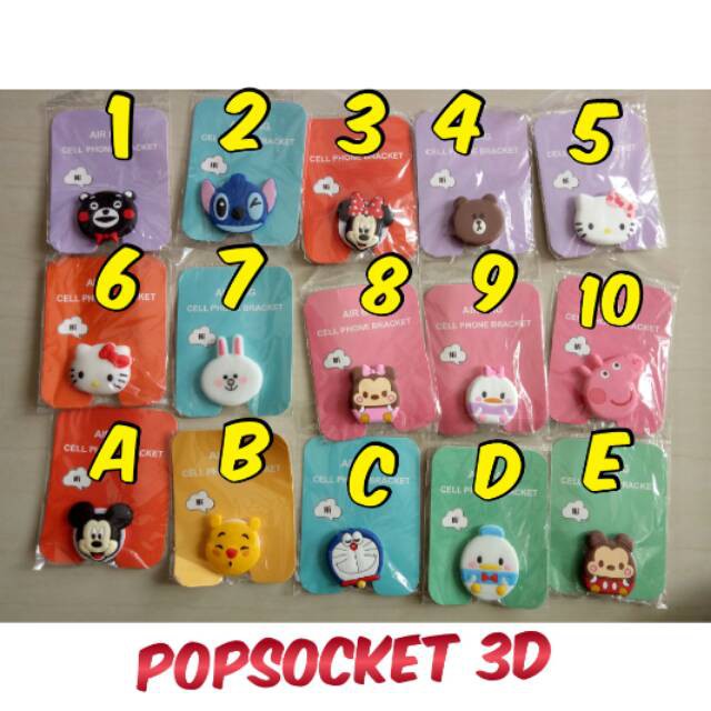 POP SOCKET 3D Phone Holder Kartun Hello Kitty Doraemon dll