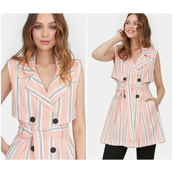 [baju wanita korea]  Mini Dress Garis Wanita Korea Import Orange Grey