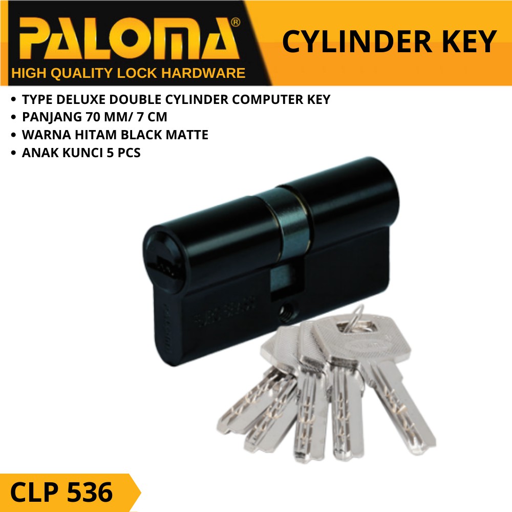 KUNCI Double Cylinder PALOMA CLP 536 70MM Computer Key HITAM MATT BLACK