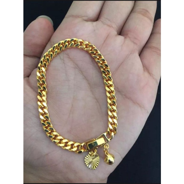 Gelang tangan rantai dewasa berlapis emas 24k